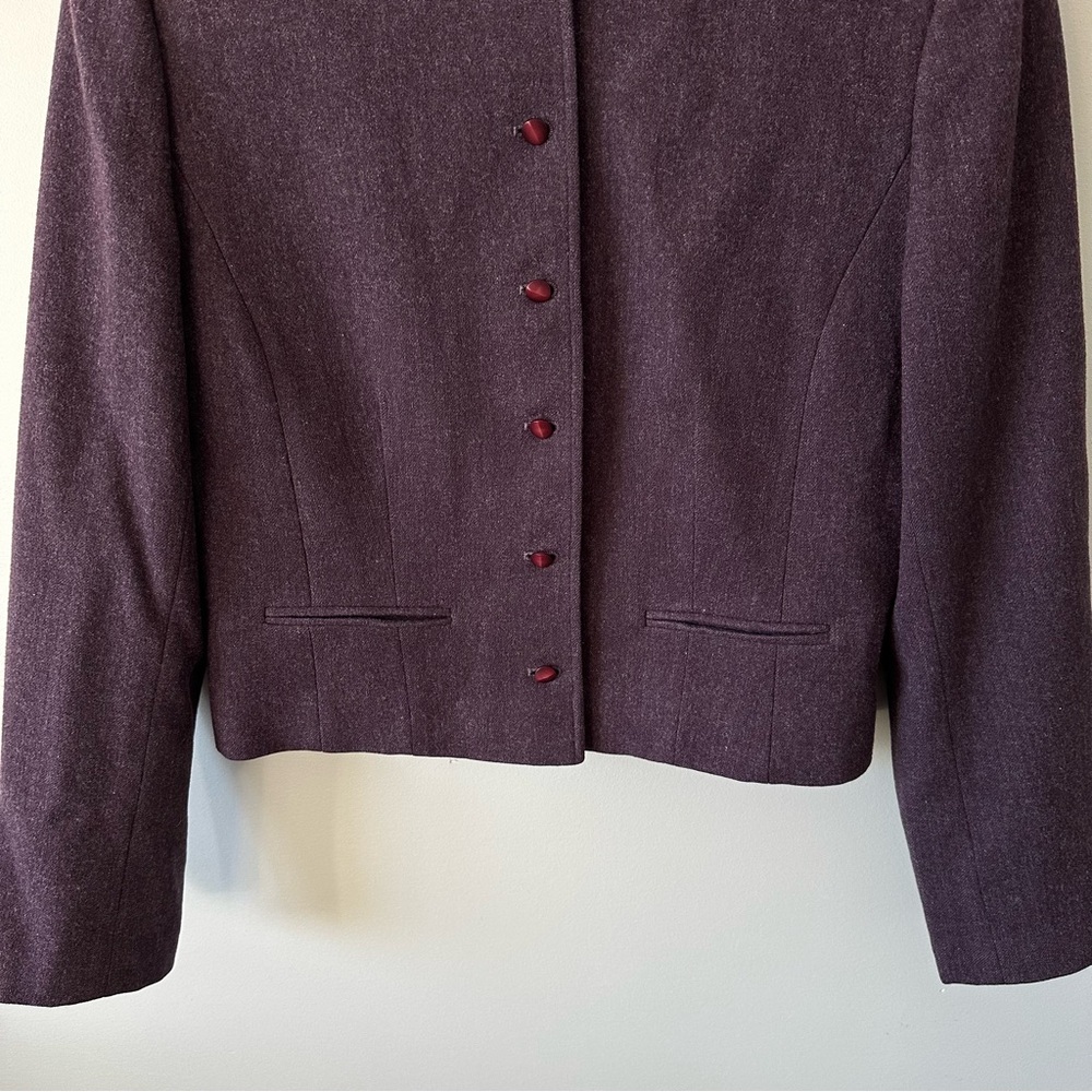Pendleton Blazer Skirt Scarf Set Sz 8 10 Purple Plaid Wool Vintage Made in USA - Picture 4 of 16